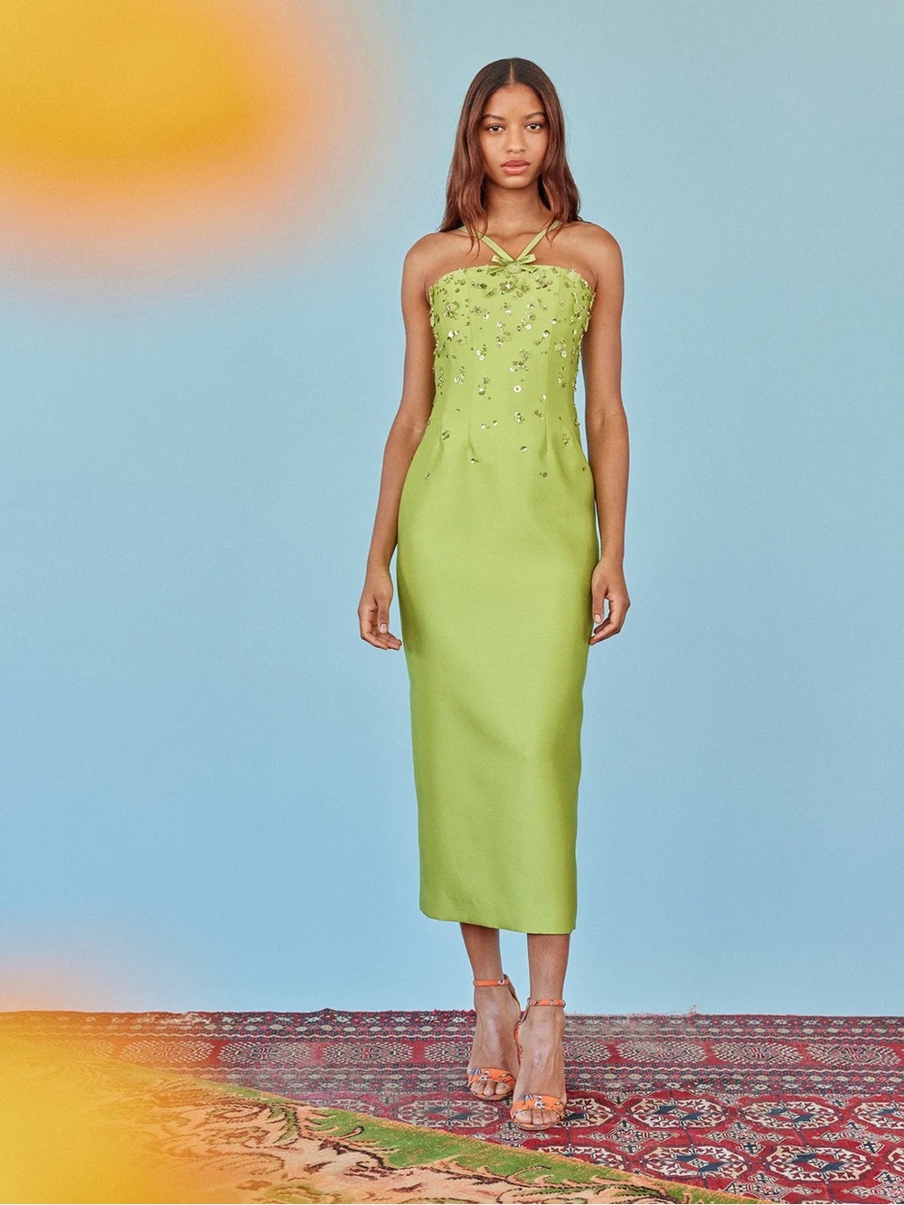 Alexandra Pijut Sofia Dress in Lime Silk Wool